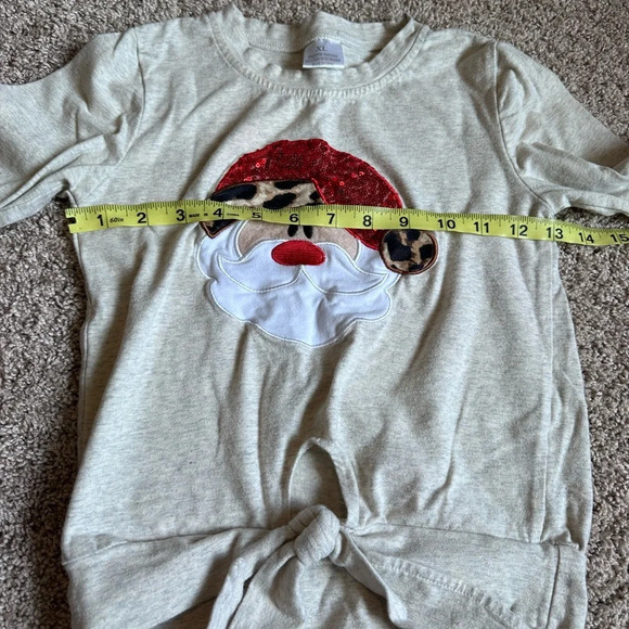 Sequins Santa Animal Print Tie Top Holiday Matching Set Holiday Outfit - Picture 6 of 7